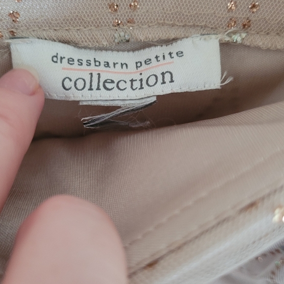 Dress Barn Pink Gold Dress Ribbon, Sequins, Rhinestones, Tulle Size 8 Petite - Picture 11 of 12